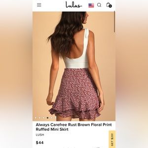 NWT Lulu’s Lush Always Carefree Mini Skirt